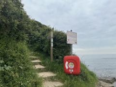 Climbing onto the cliffs, just after Scalby